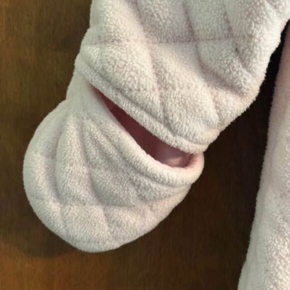 Baby Bunting Hooded Pink Bear Double Zip Footies Quilted Mitts 6-9 mo Ears Cozy - Picture 3 of 7